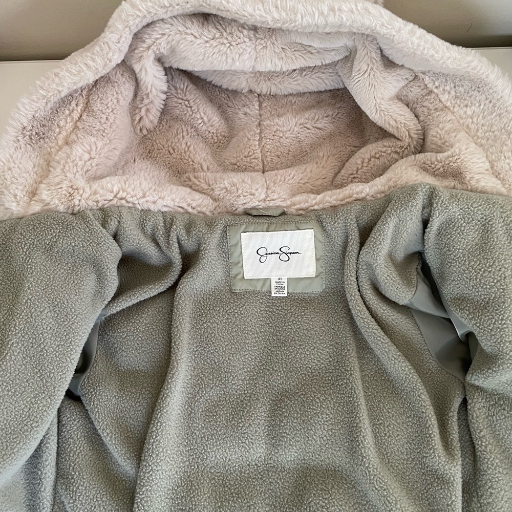 Jessica Simpson Kids Green Puffer Jacket with Faux Fur Hoodie Ears Girls 3T - Picture 11 of 13